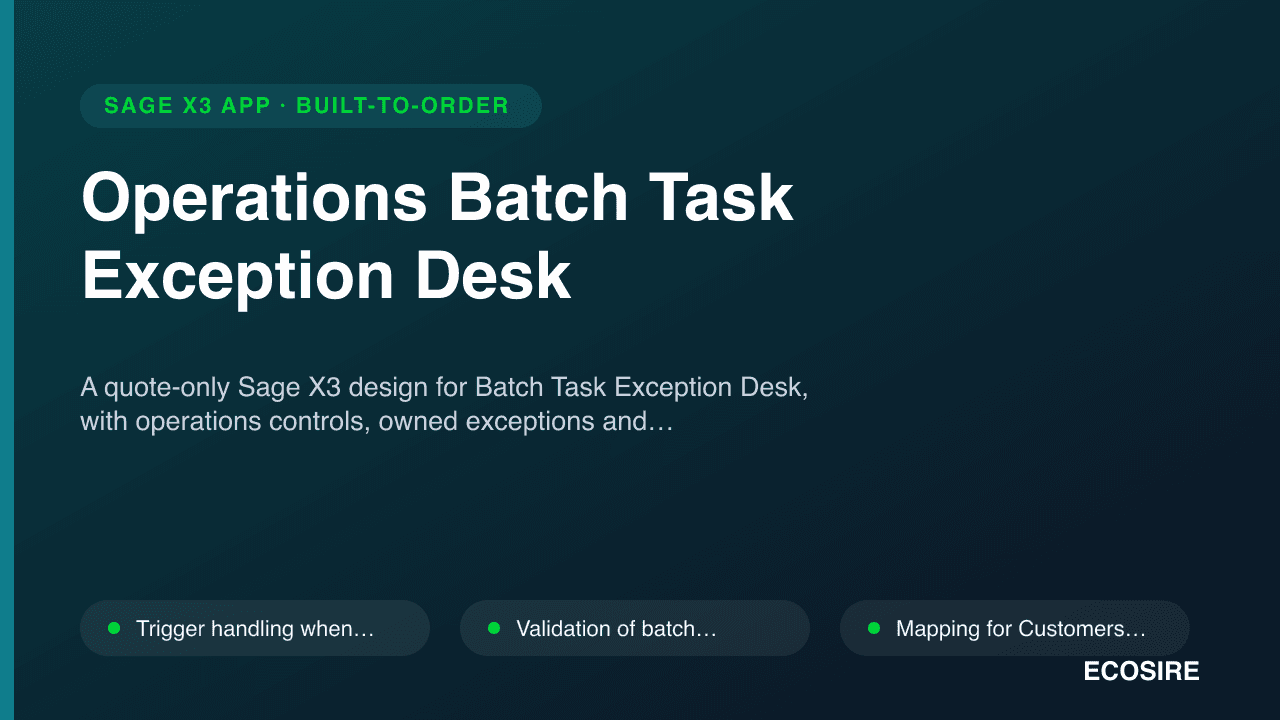 Operations Batch Task Exception Desk