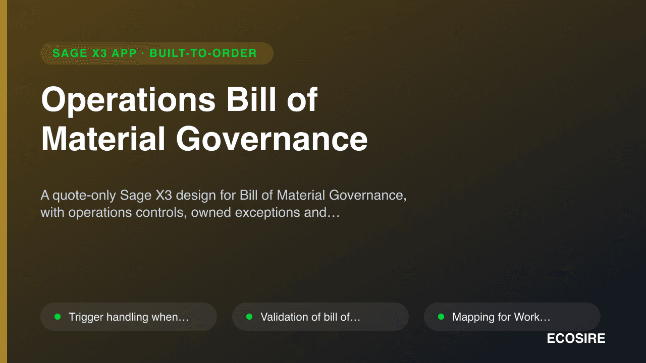 Operations Bill of Material Governance