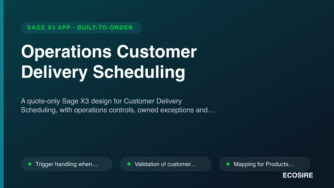 Operations Customer Delivery Scheduling
