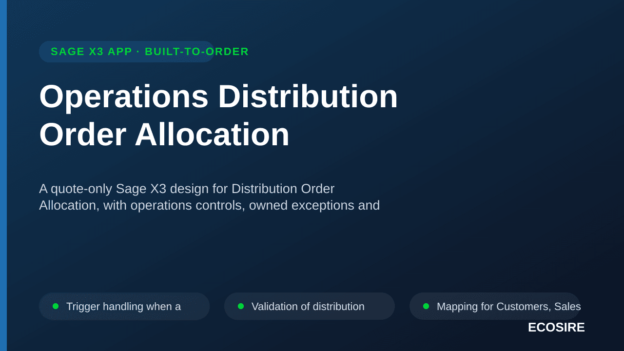 Operations Distribution Order Allocation