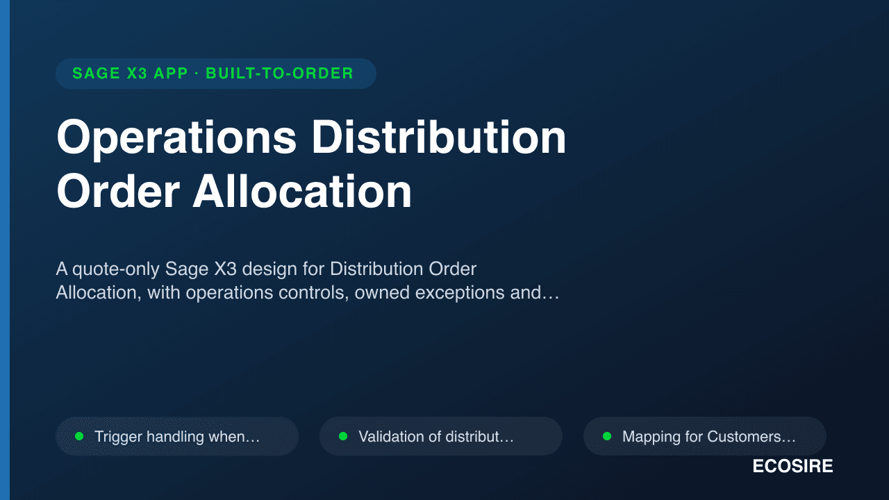 Operations Distribution Order Allocation