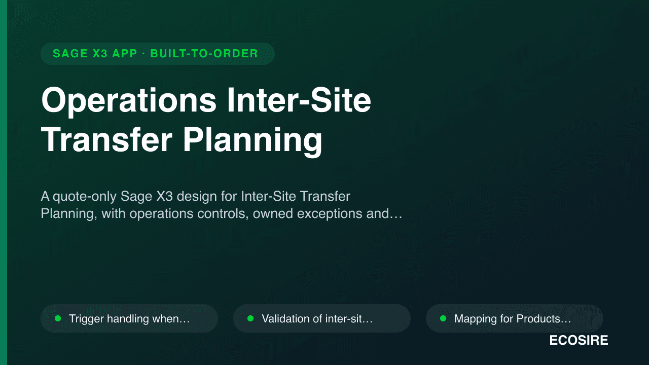 Operations Inter-Site Transfer Planning