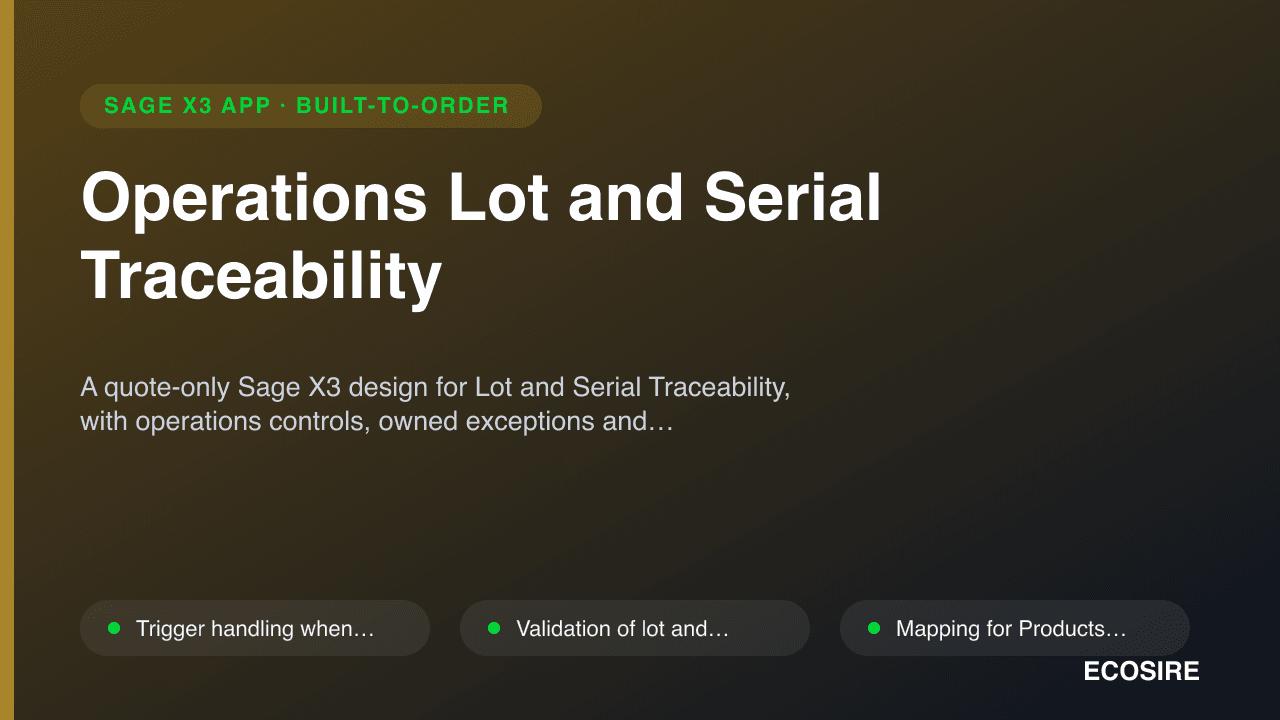 Operations Lot and Serial Traceability