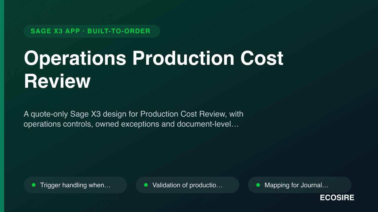 Operations Production Cost Review