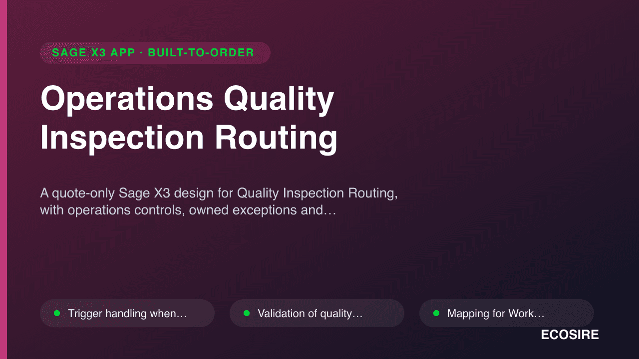 Operations Quality Inspection Routing