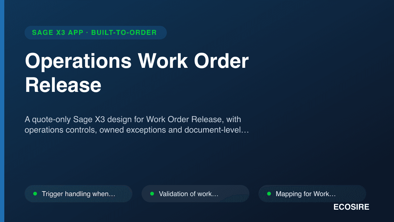 Operations Work Order Release