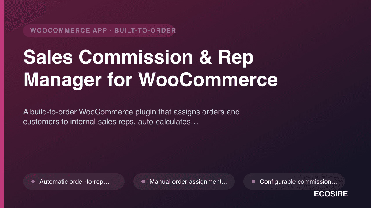 Sales Commission & Rep Manager for WooCommerce