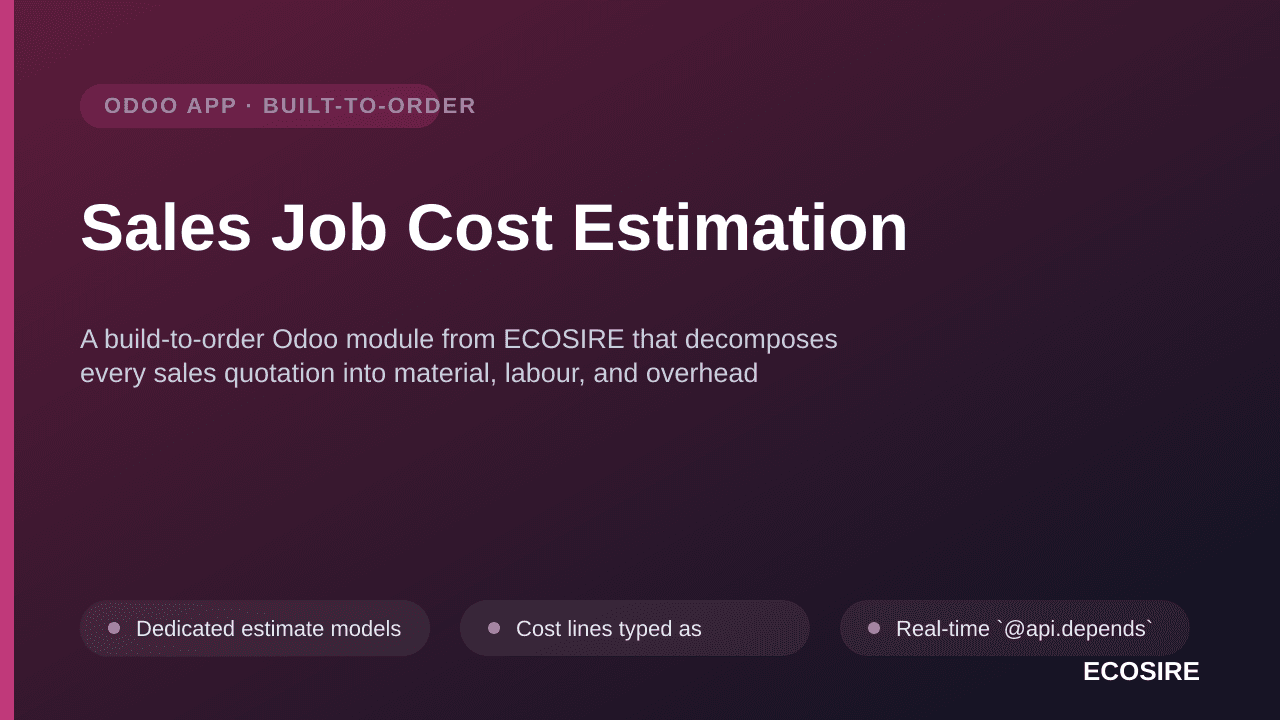 Sales Job Cost Estimation — A build-to-order Odoo module from ECOSIRE that decomposes every sales quotation into material, la — Image 1 of 3