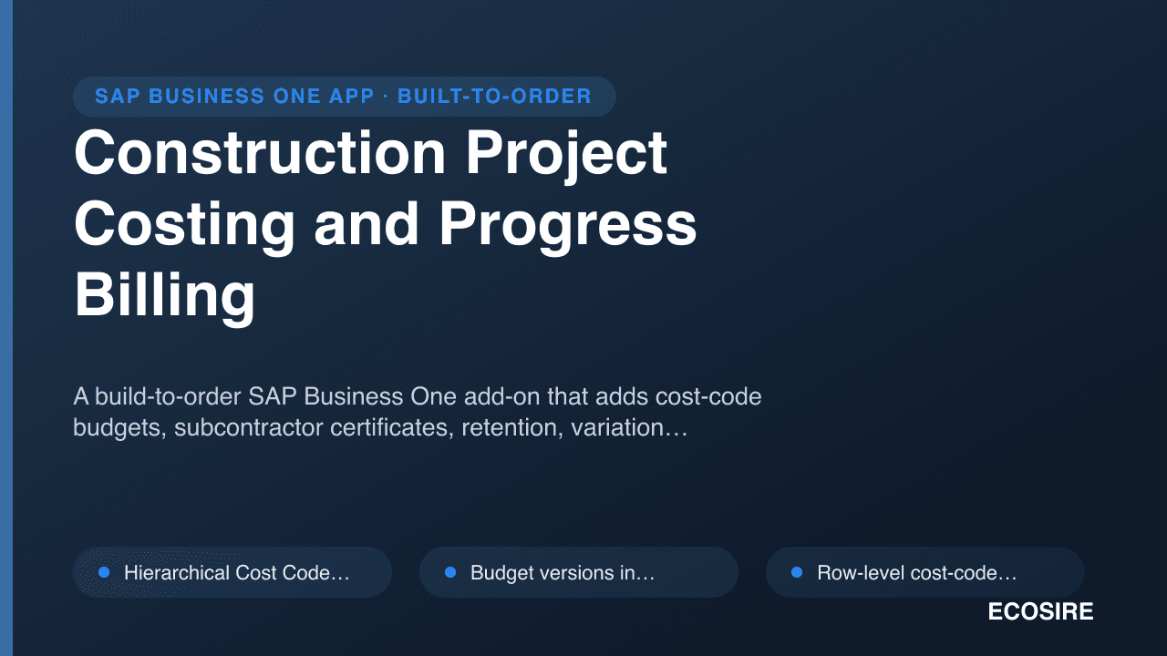 Construction Project Costing and Progress Billing
