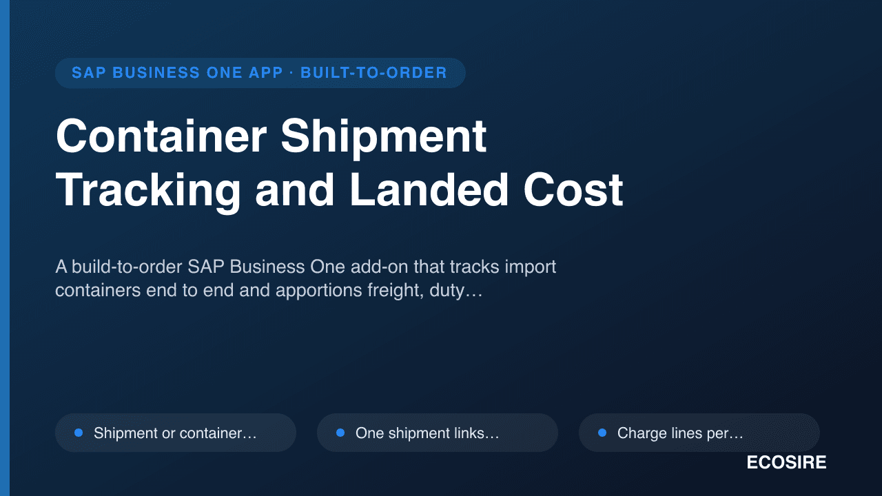 Container Shipment Tracking and Landed Cost