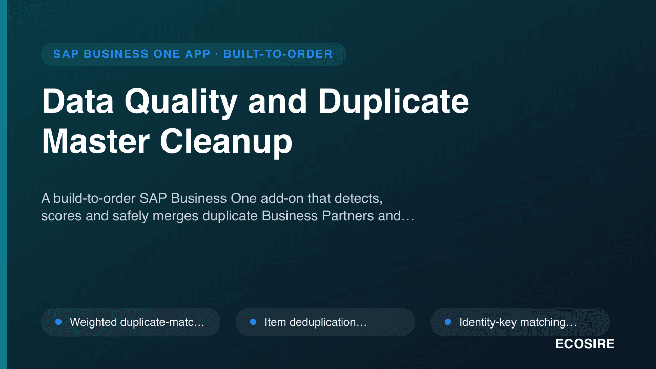Data Quality and Duplicate Master Cleanup
