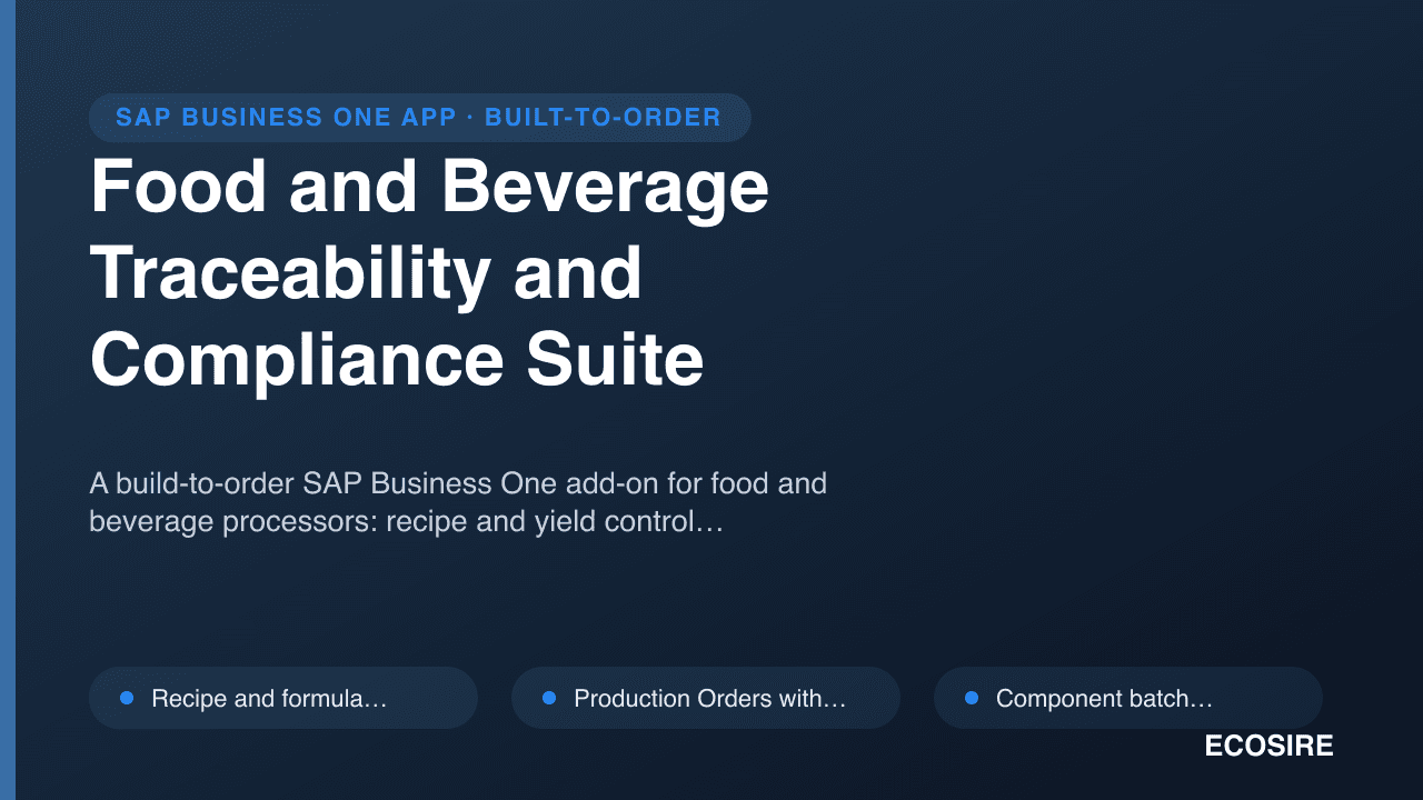 Food and Beverage Traceability and Compliance Suite