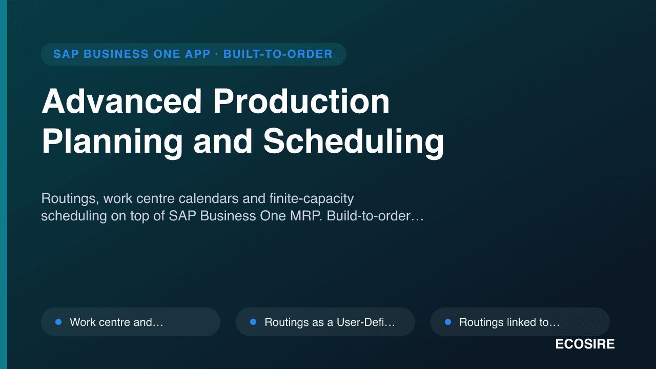Advanced Production Planning and Scheduling