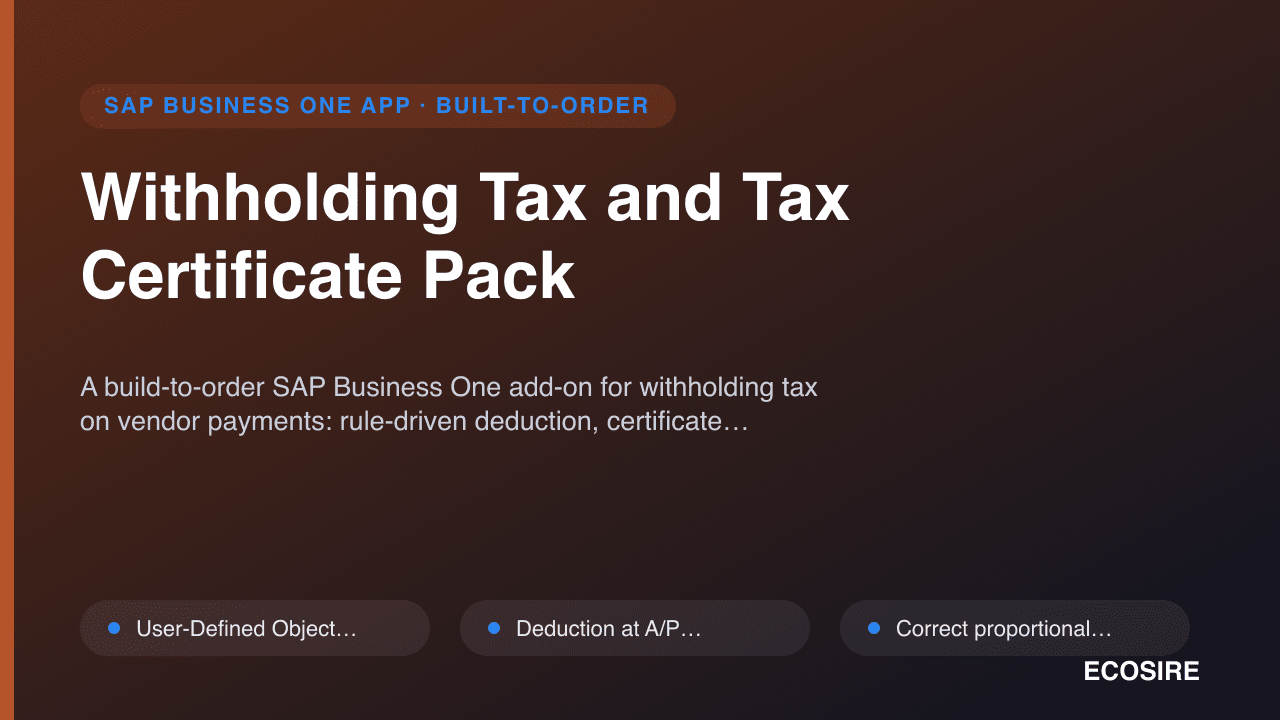 Withholding Tax and Tax Certificate Pack