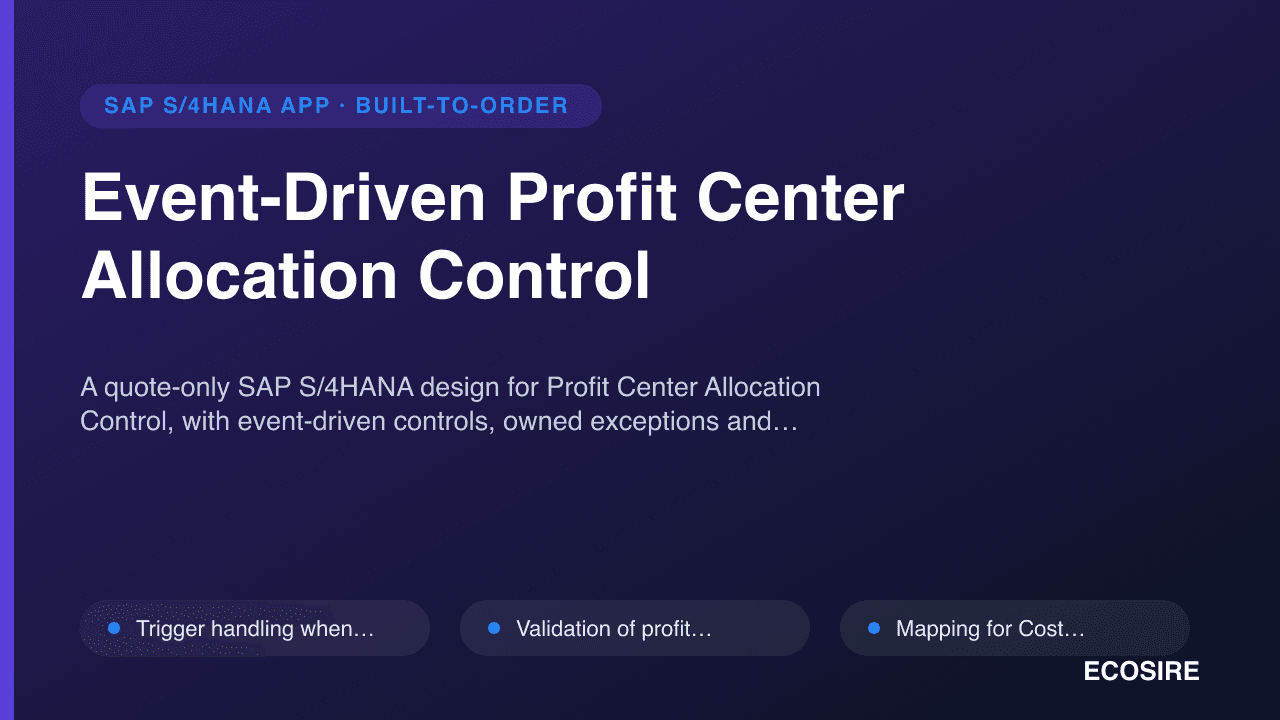Event-Driven Profit Center Allocation Control