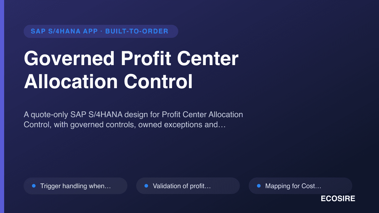 Governed Profit Center Allocation Control