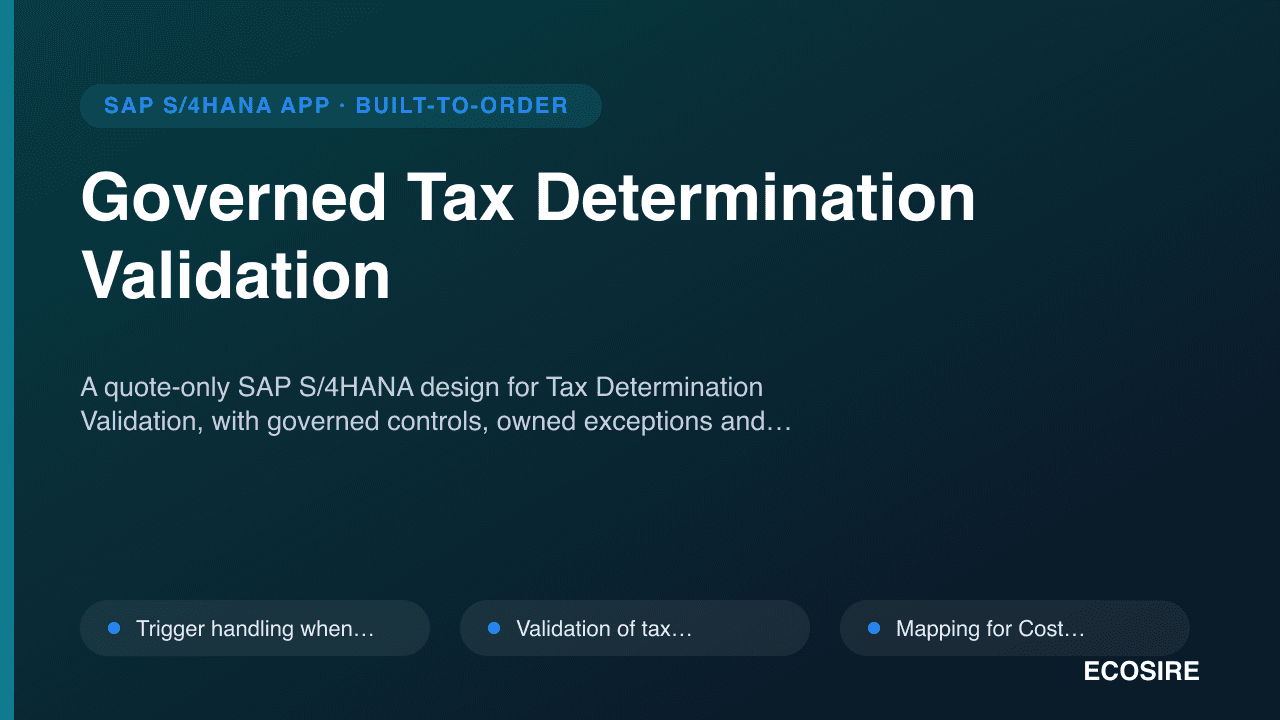 Governed Tax Determination Validation