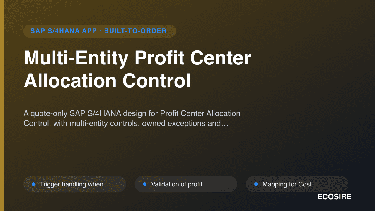 Multi-Entity Profit Center Allocation Control