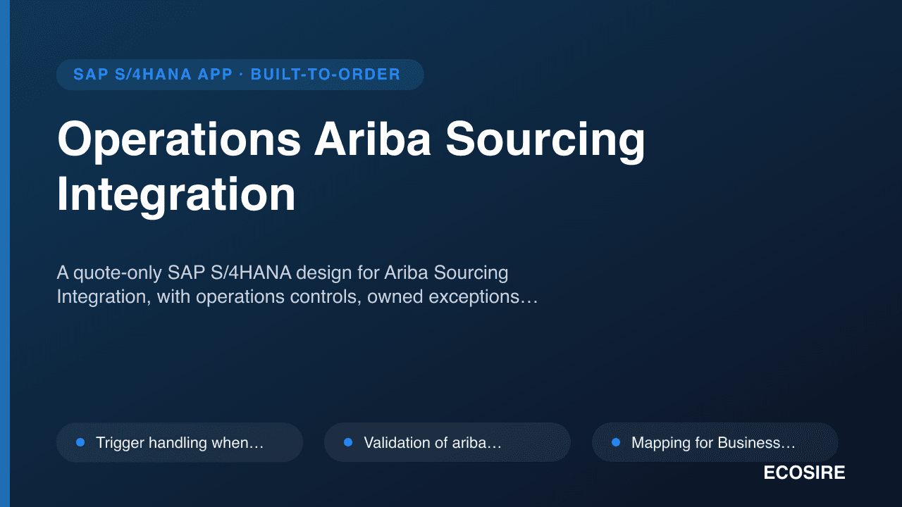 Operations Ariba Sourcing Integration