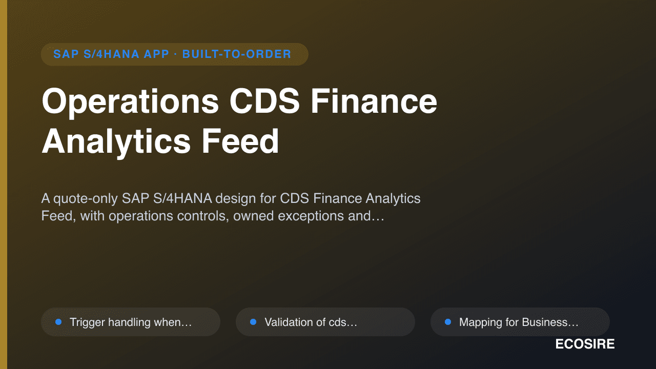 Operations CDS Finance Analytics Feed