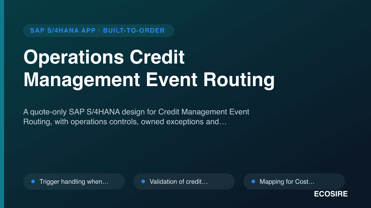 Operations Credit Management Event Routing