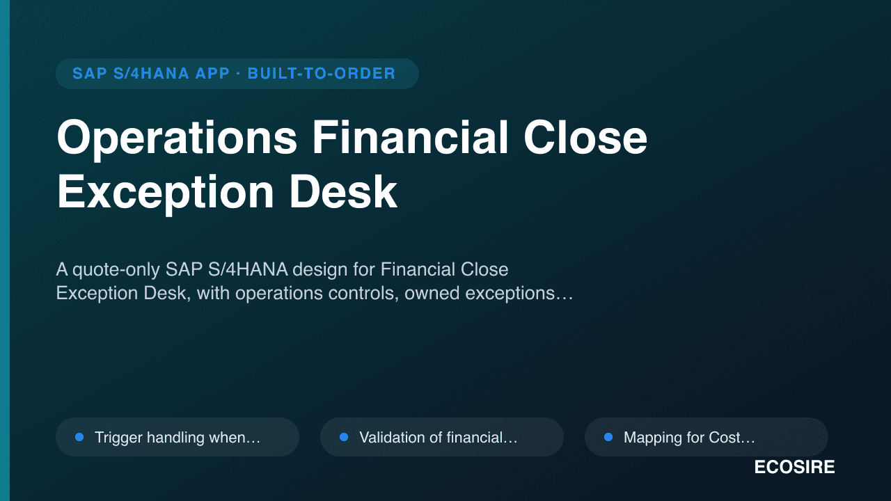 Operations Financial Close Exception Desk