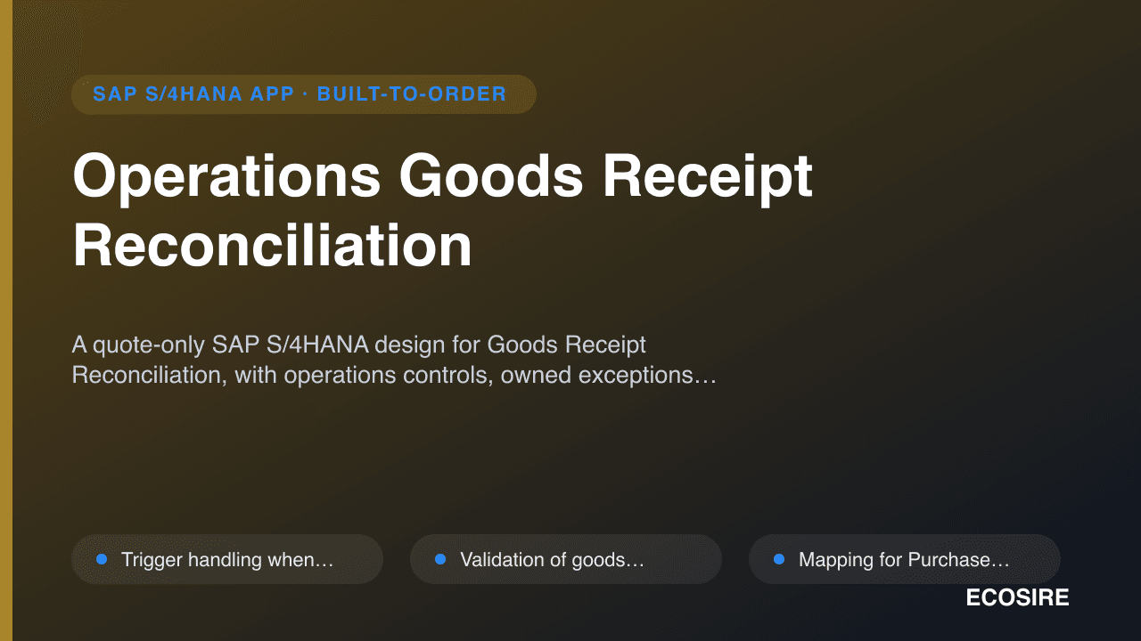 Operations Goods Receipt Reconciliation