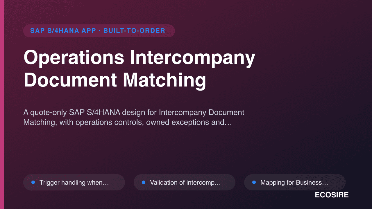 Operations Intercompany Document Matching