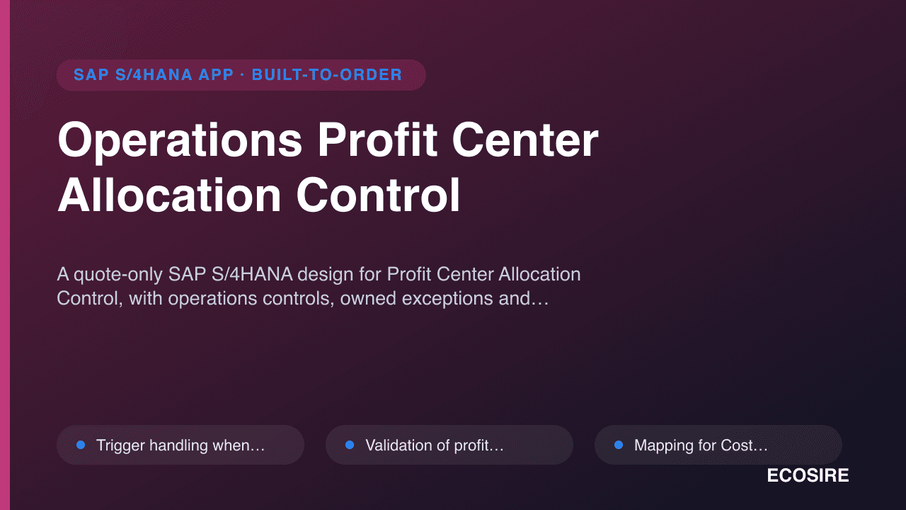 Operations Profit Center Allocation Control