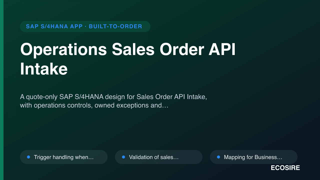 Operations Sales Order API Intake