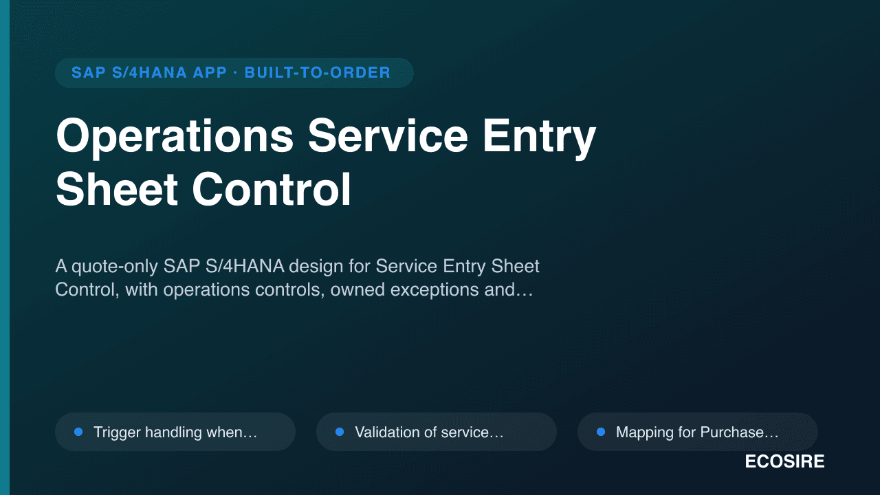 Operations Service Entry Sheet Control
