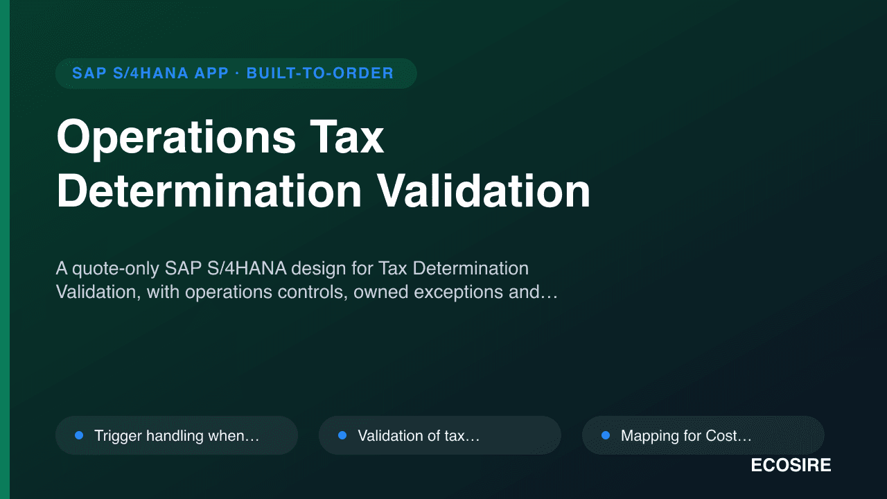 Operations Tax Determination Validation