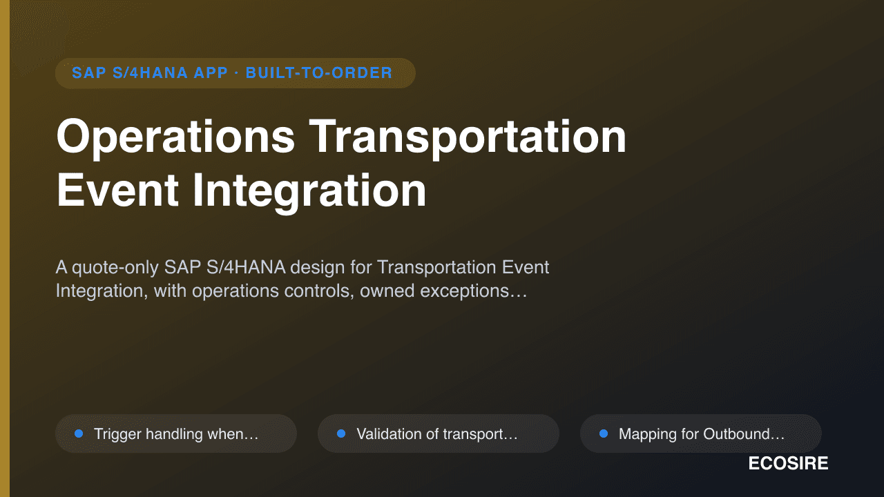 Operations Transportation Event Integration