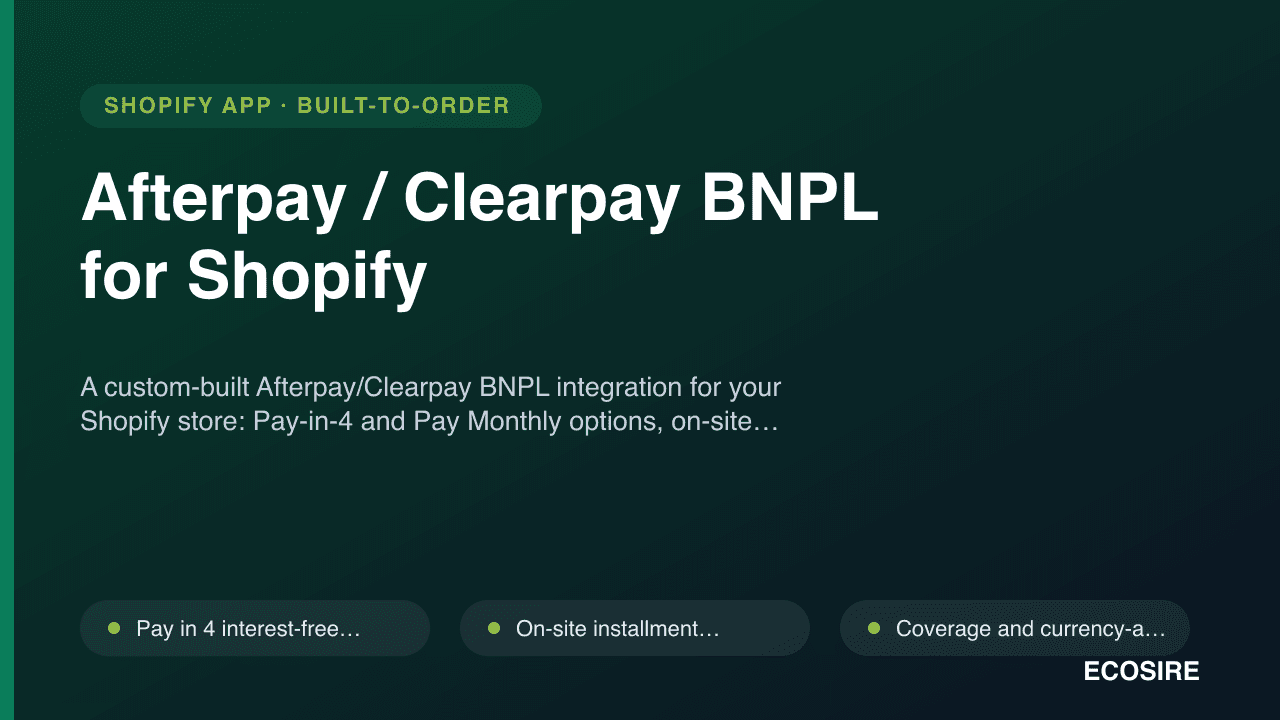 Afterpay / Clearpay BNPL for Shopify