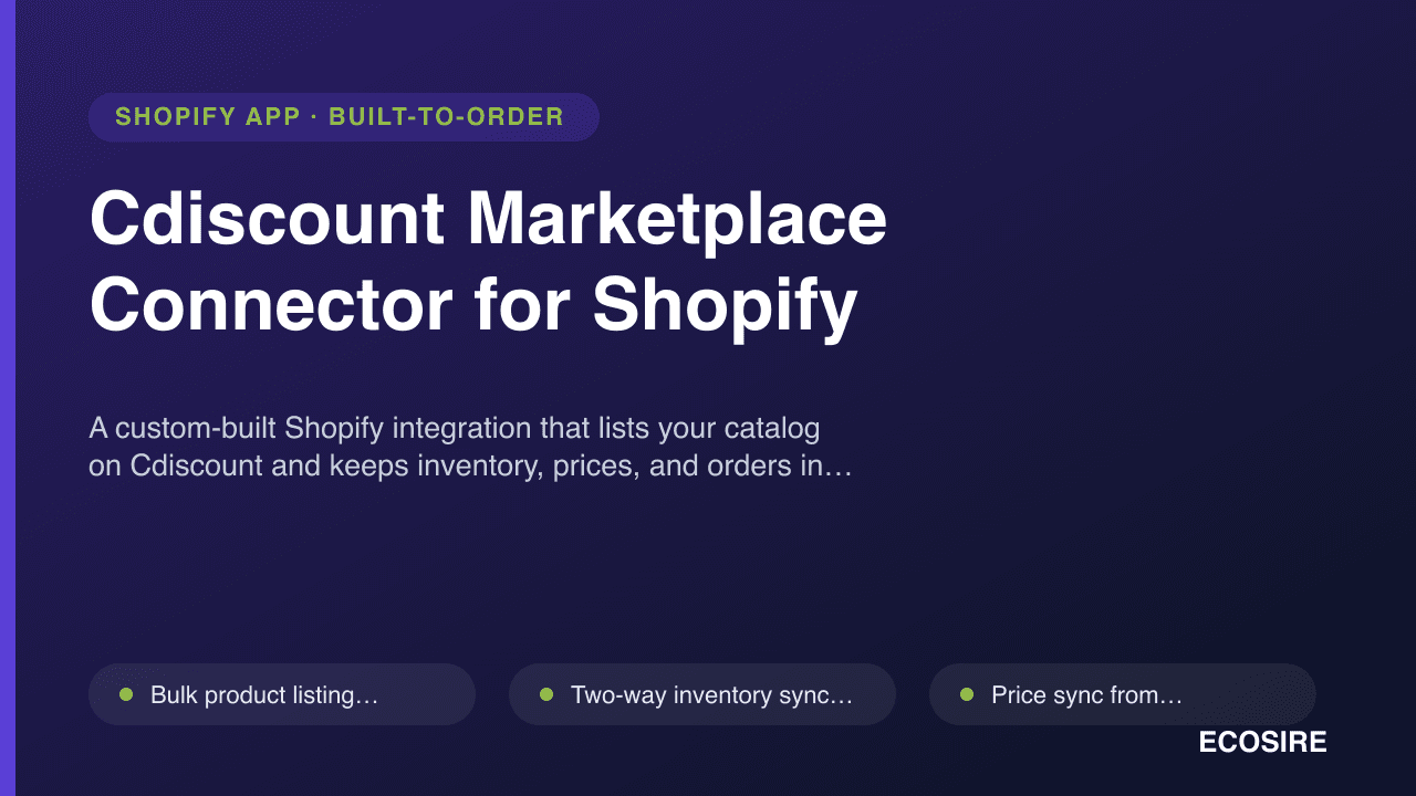Cdiscount Marketplace Connector for Shopify