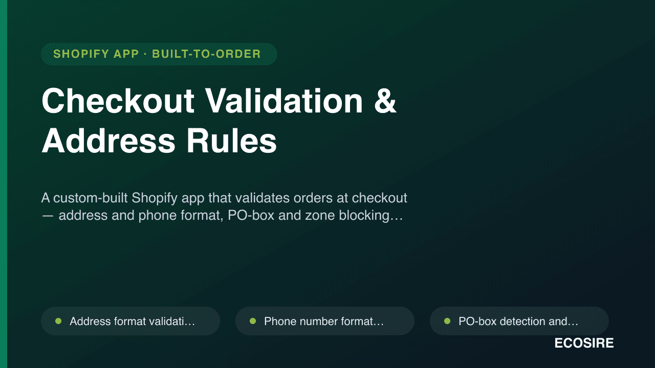 Checkout Validation & Address Rules