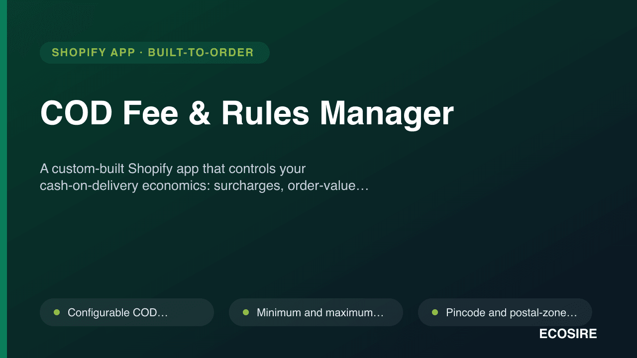 COD Fee & Rules Manager