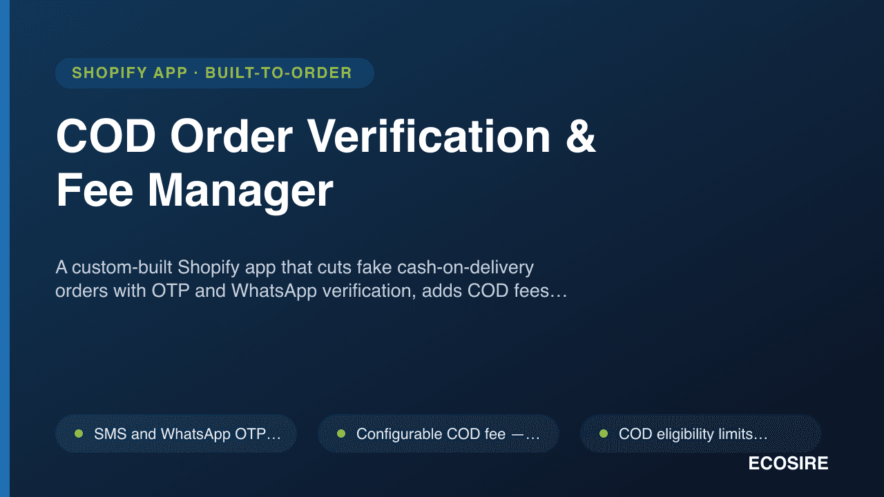 COD Order Verification & Fee Manager