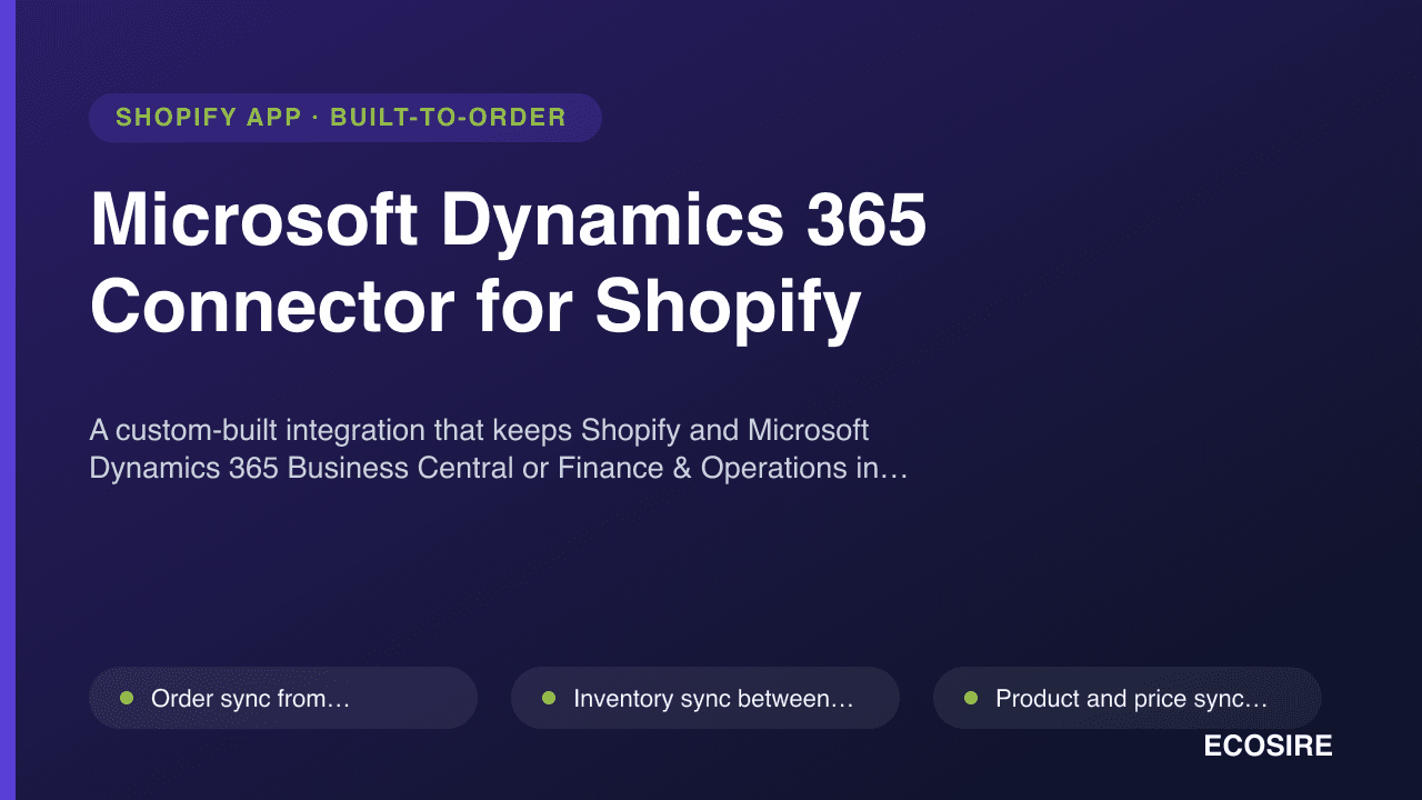 Microsoft Dynamics 365 Connector for Shopify