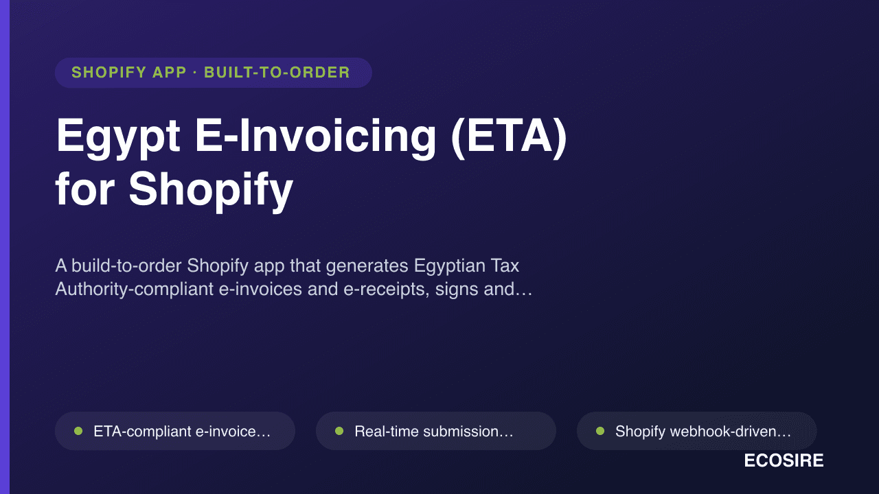 Egypt E-Invoicing (ETA) for Shopify