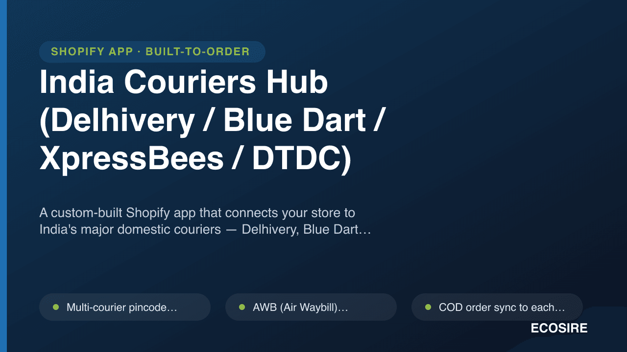 India Couriers Hub (Delhivery / Blue Dart / XpressBees / DTDC)