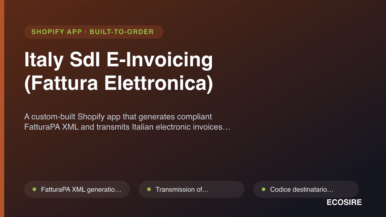 Italy SdI E-Invoicing (Fattura Elettronica)