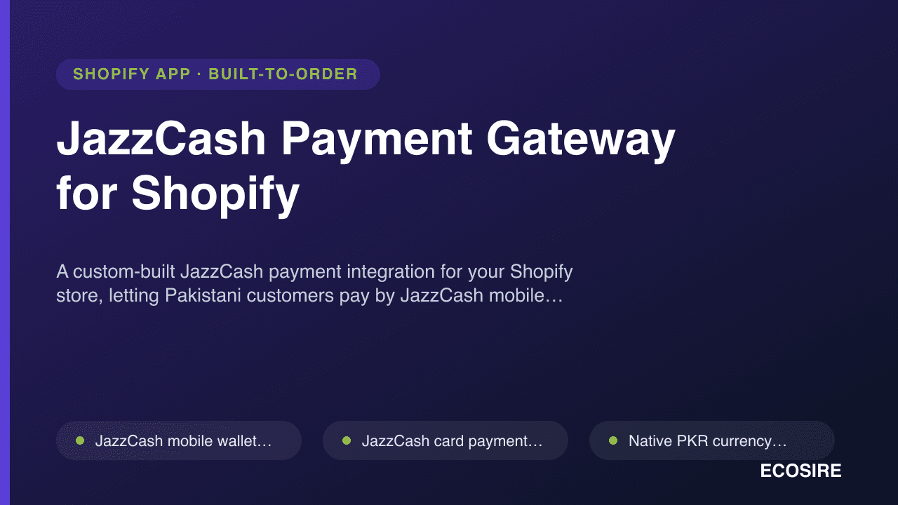 JazzCash Payment Gateway for Shopify