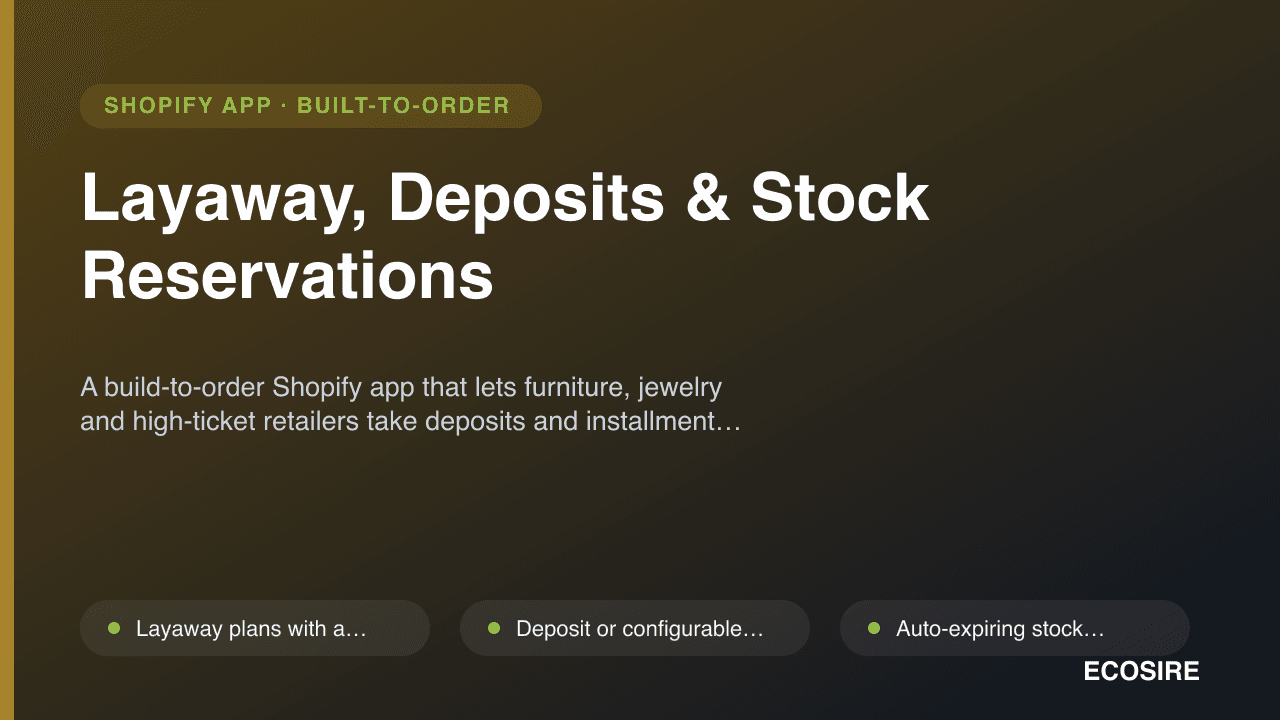 Layaway, Deposits & Stock Reservations