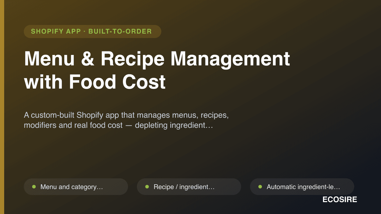 Menu & Recipe Management with Food Cost