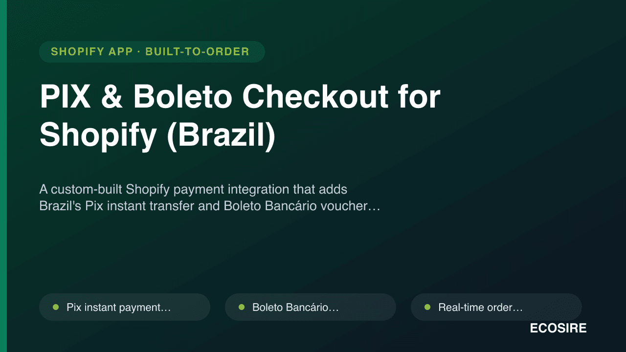 PIX & Boleto Checkout for Shopify (Brazil)