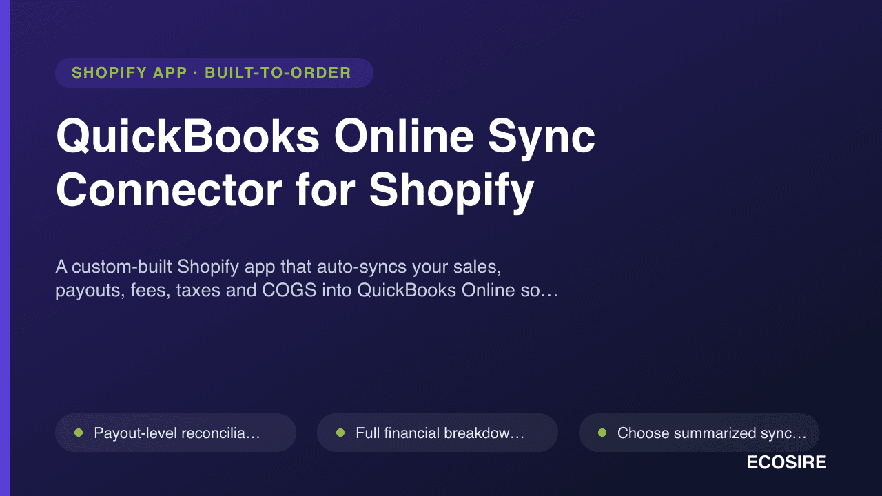 QuickBooks Online Sync Connector for Shopify