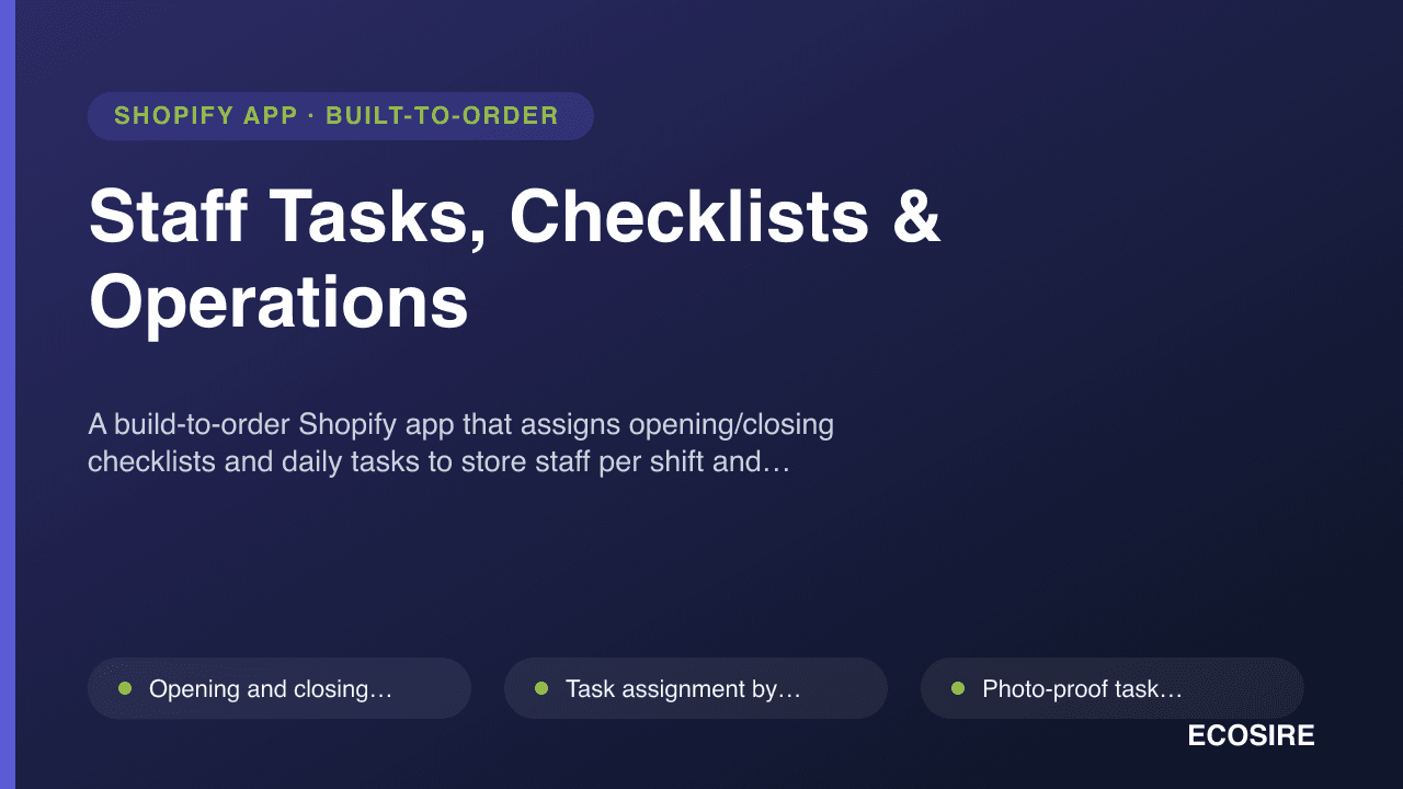 Staff Tasks, Checklists & Operations