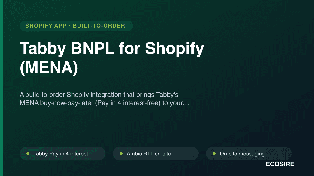 Tabby BNPL for Shopify (MENA)