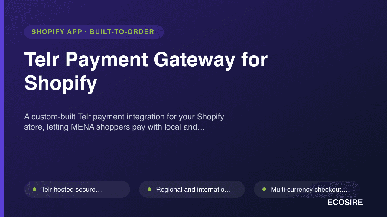 Telr Payment Gateway for Shopify